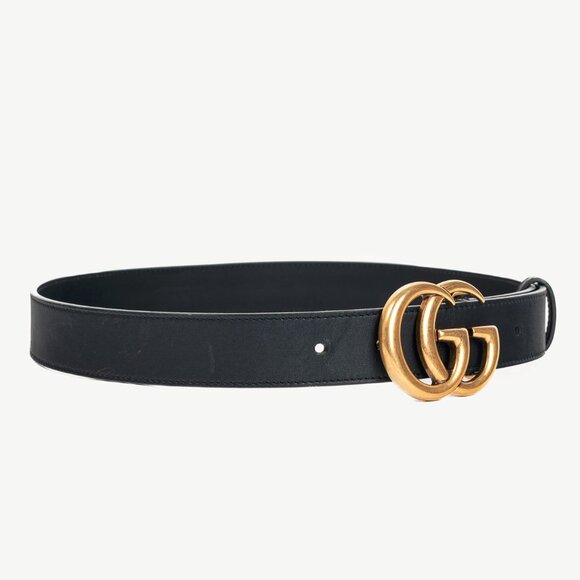 Gucci GG Marmont Black Leather Thin Belt - Picture 1 of 4